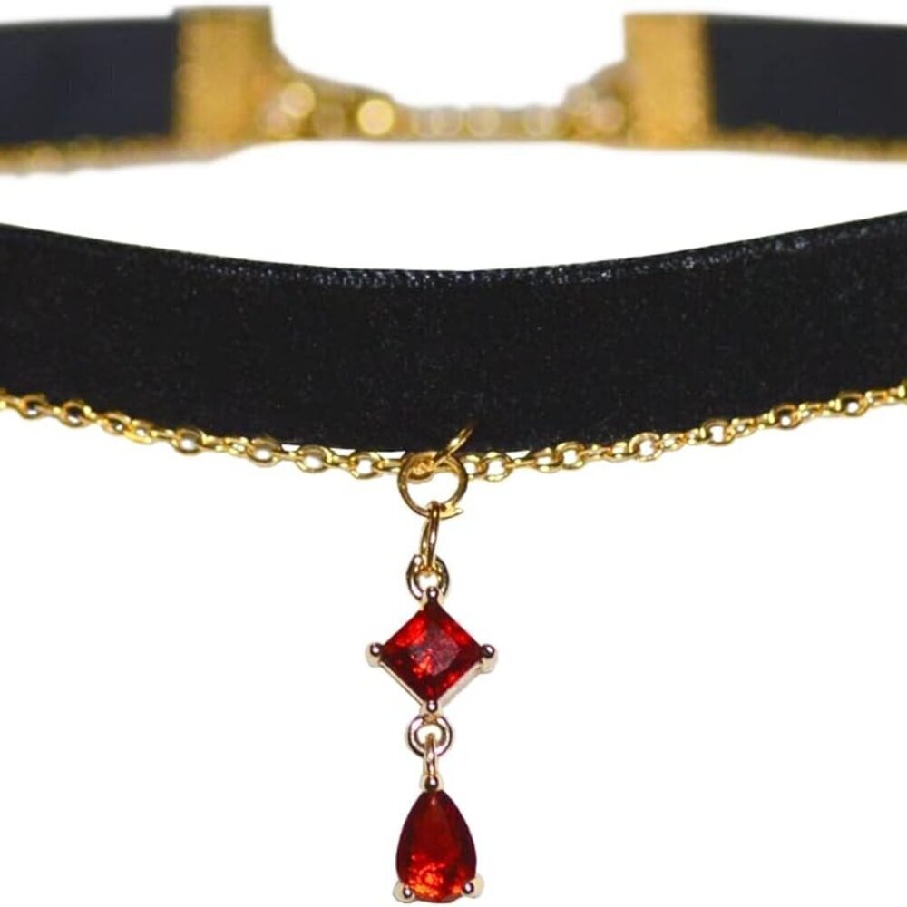 Black Velvet Red Pendant Choker Necklace Gothic Vampire Costume Jewelry